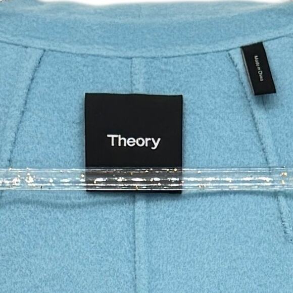 Theory Cashmere Wool Blue Jacket Coat Open Shawl Sileena Winsome 2 SZ M Women's - Picture 10 of 12